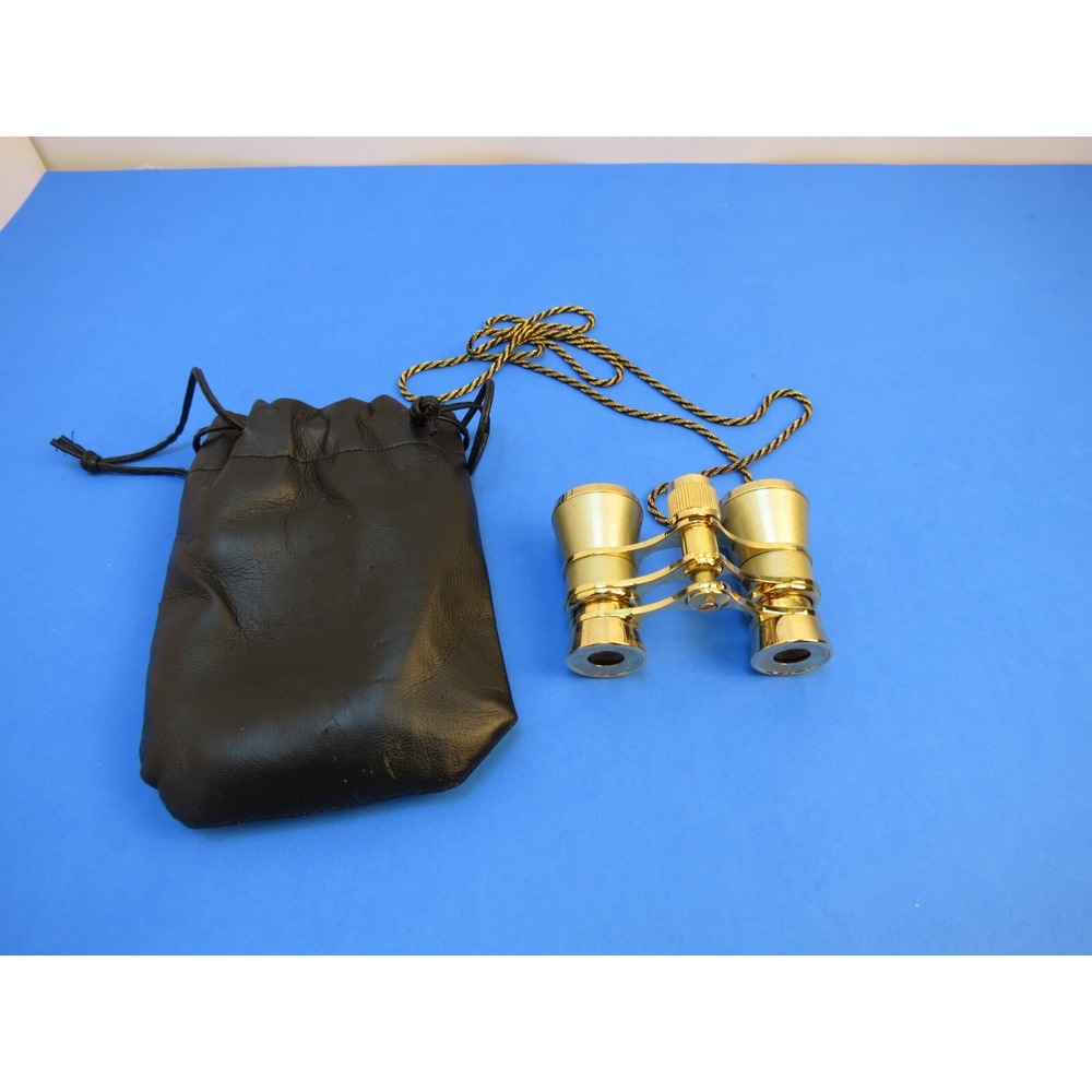 Gold Tone Mini Opera Binoculars with Pouch Japan 2.5x Magnification
